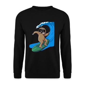 Sloth Surfer Surfboard Surfboard - Unisex Sweatshirt - black - Front - Alina (178cm) & Michal (187cm)