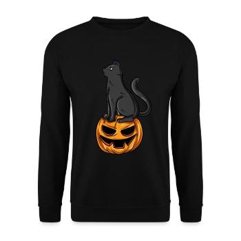 Citrouille chat d’Halloween - Sweat-shirt Unisexe - noir - Devant - Alina (178cm) & Michal (187cm)