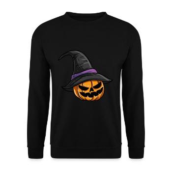 Chapeau de sorcière citrouille - Sweat-shirt Unisexe - noir - Devant - Alina (178cm) & Michal (187cm)