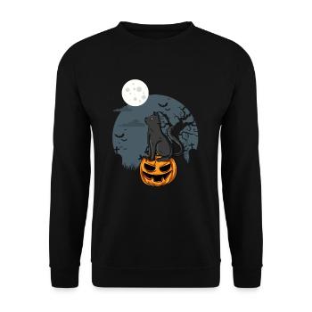 Chat noir sur citrouille - Sweat-shirt Unisexe - noir - Devant - Alina (178cm) & Michal (187cm)