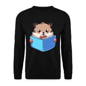 Hamster Lesebuch - Unisex Pullover - Schwarz - Vorne - Alina (178cm) & Michal (187cm)