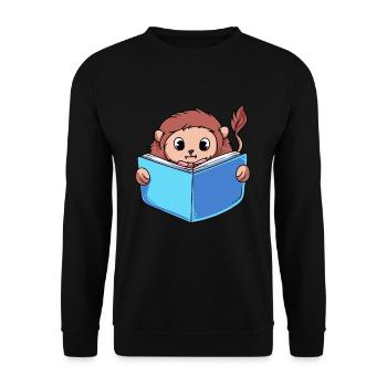 Löwe Lesebuch - Unisex Pullover - Schwarz - Vorne - Alina (178cm) & Michal (187cm)