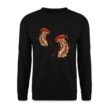 Qualle Meeresbewohner - Unisex Pullover - Schwarz - Vorne - Alina (178cm) & Michal (187cm)