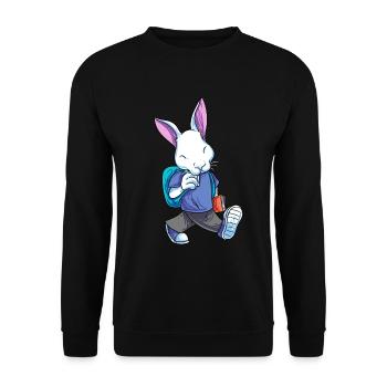 Kaninchen Zurück zur Schule - Unisex Pullover - Schwarz - Vorne - Alina (178cm) & Michal (187cm)