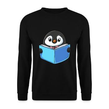 Pinguin Lesebuch - Unisex Pullover - Schwarz - Vorne - Alina (178cm) & Michal (187cm)
