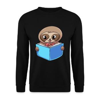 Faultier Lesebuch - Unisex Pullover - Schwarz - Vorne - Alina (178cm) & Michal (187cm)