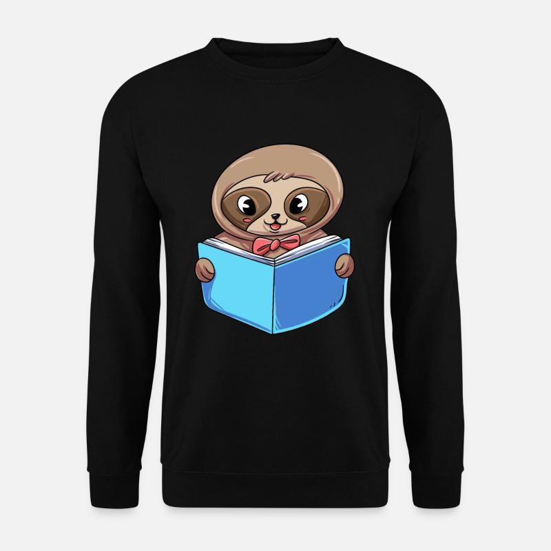 Sloth Reading Book - Unisex Sweatshirt - black