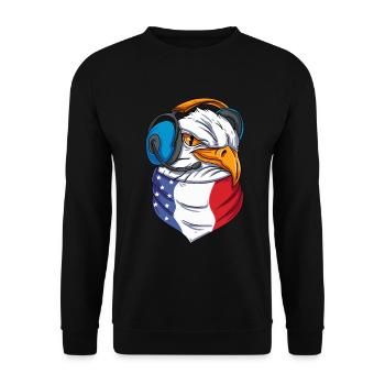 US Adlerkopf - Unisex Pullover - Schwarz - Vorne - Alina (178cm) & Michal (187cm)