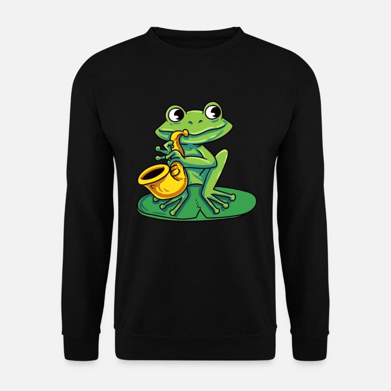 Frosch spielt Saxophon - Unisex Pullover - Schwarz