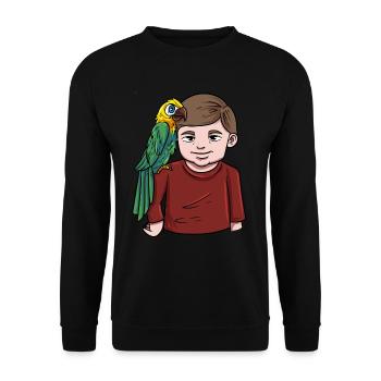 Boy with parrot - Unisex Sweatshirt - black - Front - Alina (178cm) & Michal (187cm)