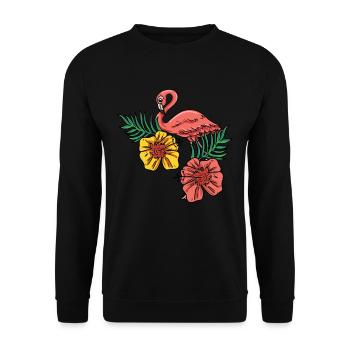 Rosa Flamingo - Unisex Pullover - Schwarz - Vorne - Alina (178cm) & Michal (187cm)