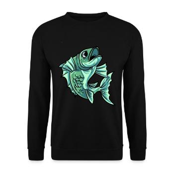 Poisson carpe - Sweat-shirt Unisexe - noir - Devant - Alina (178cm) & Michal (187cm)