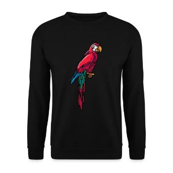 Roter Papagei - Unisex Pullover - Schwarz - Vorne - Alina (178cm) & Michal (187cm)