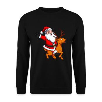 Le Père Noël chevauche les rennes - Sweat-shirt Unisexe - noir - Devant - Alina (178cm) & Michal (187cm)