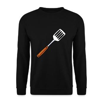 Spatel Pfannenwender - Unisex Pullover - Schwarz - Vorne - Alina (178cm) & Michal (187cm)