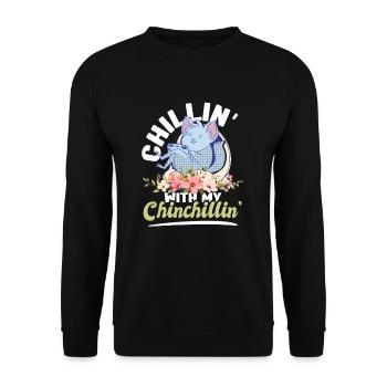 Chinchilla Chinchillin Nagetier Haustier Zookeeper - Unisex Pullover - Schwarz - Vorne - Alina (178cm) & Michal (187cm)