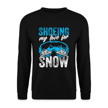 Schnee Schneeschuh Winter Wandern - Unisex Pullover - Schwarz - Vorne - Alina (178cm) & Michal (187cm)