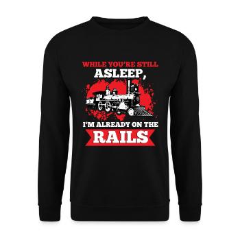 Railway Trainspotting Railway Engineer - Unisex Sweatshirt - black - Front - Alina (178cm) & Michal (187cm)