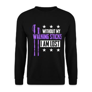 Fitness Hiking Running Nordic Walker - Unisex Sweatshirt - black - Front - Alina (178cm) & Michal (187cm)