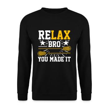 Funny Lacrosse Defender - Unisex Sweatshirt - black - Front - Alina (178cm) & Michal (187cm)
