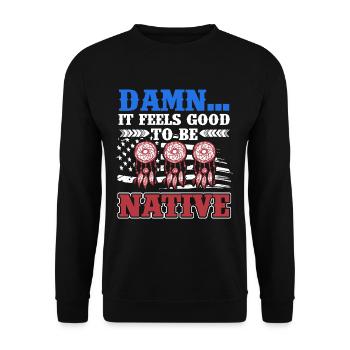 Amerikanische US Flagge Patriotische Ureinwohner A - Unisex Pullover - Schwarz - Vorne - Alina (178cm) & Michal (187cm)