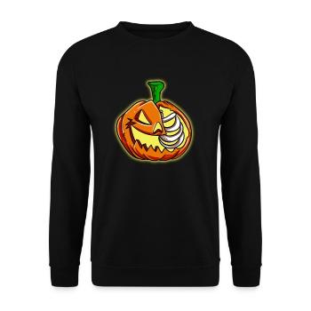 Demi citrouille Moitié squelette - Sweat-shirt Unisexe - noir - Devant - Alina (178cm) & Michal (187cm)