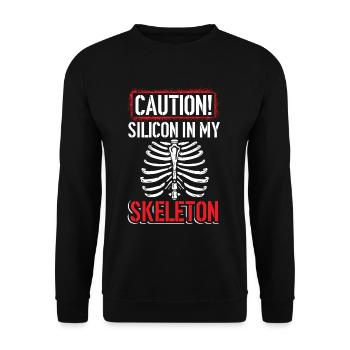 Grufti Totenköpfe Halloween Muskelknochen - Unisex Pullover - Schwarz - Vorne - Alina (178cm) & Michal (187cm)