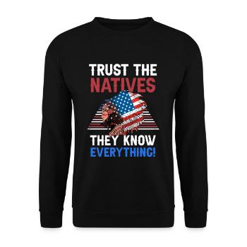 Amerikanischer Kopfschmuck Erste Amerikaner Native - Unisex Pullover - Schwarz - Vorne - Alina (178cm) & Michal (187cm)