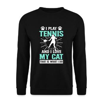 Tennis Sport Spiel Trainer Kätzchen Geist Katzenha - Unisex Pullover - Schwarz - Vorne - Alina (178cm) & Michal (187cm)