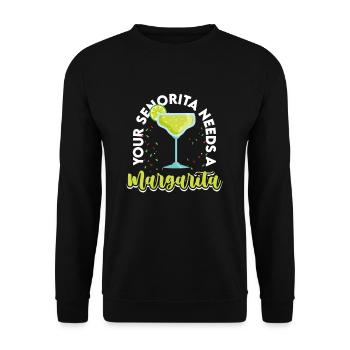 Deine Señorita braucht eine Margarita Mama - Unisex Pullover - Schwarz - Vorne - Alina (178cm) & Michal (187cm)