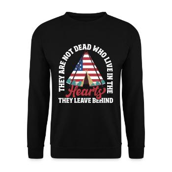 Stamm USA Flagge Patriotischer Indianer - Unisex Pullover - Schwarz - Vorne - Alina (178cm) & Michal (187cm)