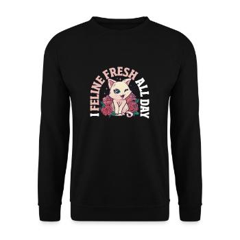 Spring Cat Pet Funny Kitty Feline Strong - Unisex Sweatshirt - black - Front - Alina (178cm) & Michal (187cm)