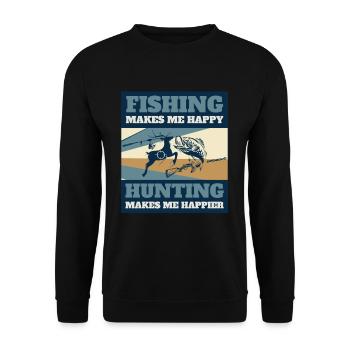 Fishing Fishing Rod Bow Hunting Antlers - Unisex Sweatshirt - black - Front - Alina (178cm) & Michal (187cm)
