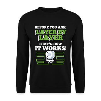3D Drucker - Unisex Pullover - Schwarz - Vorne - Alina (178cm) & Michal (187cm)