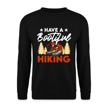 Camping Bergpfad Abenteuer Wanderer - Unisex Pullover - Schwarz - Vorne - Alina (178cm) & Michal (187cm)
