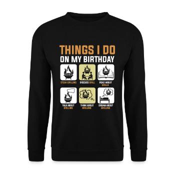 Geburtstagsfeier Braten Grillen Barbeque Grillmeis - Unisex Pullover - Schwarz - Vorne - Alina (178cm) & Michal (187cm)