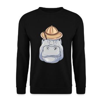 Hippo Safari Hat African Animals - Unisex Sweatshirt - black - Front - Alina (178cm) & Michal (187cm)