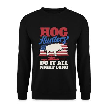 Jagd US Flagge Wildschwein Jäger - Unisex Pullover - Schwarz - Vorne - Alina (178cm) & Michal (187cm)