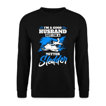 Snowmobiling Snow lovers Sledging - Unisex Sweatshirt - black - Front - Alina (178cm) & Michal (187cm)
