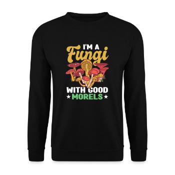 Fungal Mycelium Fly agaric Mycology Morel Foodie - Unisex Sweatshirt - black - Front - Alina (178cm) & Michal (187cm)