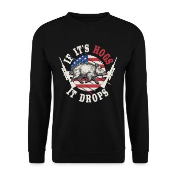 Cochons drapeau américains Chasse au sanglier Jäge - Sweat-shirt Unisexe - noir - Devant - Alina (178cm) & Michal (187cm)