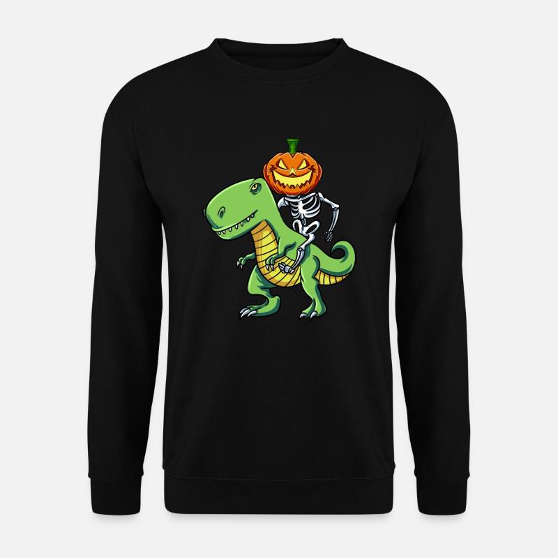 Skeleton Pumpkin Riding T Rex - Unisex Sweatshirt - black