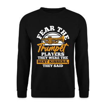 Trumpet Orchestra Jazz Musicians - Unisex Sweatshirt - black - Front - Alina (178cm) & Michal (187cm)