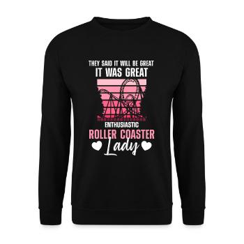 Achterbahnfahrer - Unisex Pullover - Schwarz - Vorne - Alina (178cm) & Michal (187cm)