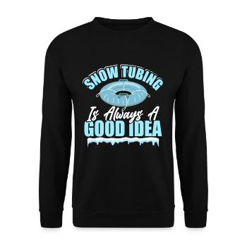 Winter Snow Tubing - Unisex Sweatshirt - black - Front - Alina (178cm) & Michal (187cm)