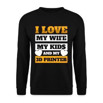 3D Druckmaschine 3D Drucker - Unisex Pullover - Schwarz - Vorne - Alina (178cm) & Michal (187cm)