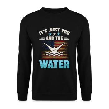 Schwimmtrainer Wassersporttrainer - Unisex Pullover - Schwarz - Vorne - Alina (178cm) & Michal (187cm)
