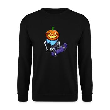 Pumpkin Skeleton Skater - Unisex Sweatshirt - black - Front - Alina (178cm) & Michal (187cm)