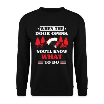 Parachute jump Parachutist Parachute jump - Unisex Sweatshirt - black - Front - Alina (178cm) & Michal (187cm)