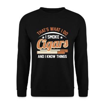Tobacco Nicotine Cigar Lovers Smoker - Unisex Sweatshirt - black - Front - Alina (178cm) & Michal (187cm)
